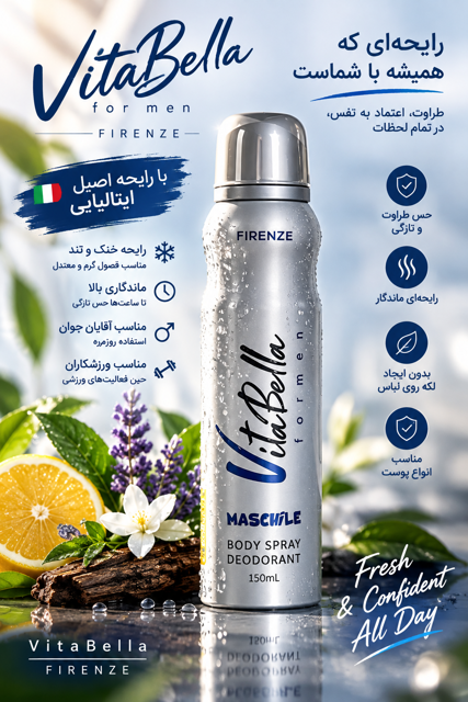 اسپری خوشبو کننده بدن -مردانه مدل FIRENZE - جدید